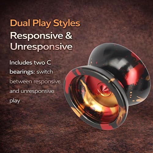 Miniatura 5 de Watcher Metal Professional Yoyo - Yoyo de rodamientos de bolas de aluminio con rodamientos C sensibles y no responden, cuerda extra - Volcano Splash