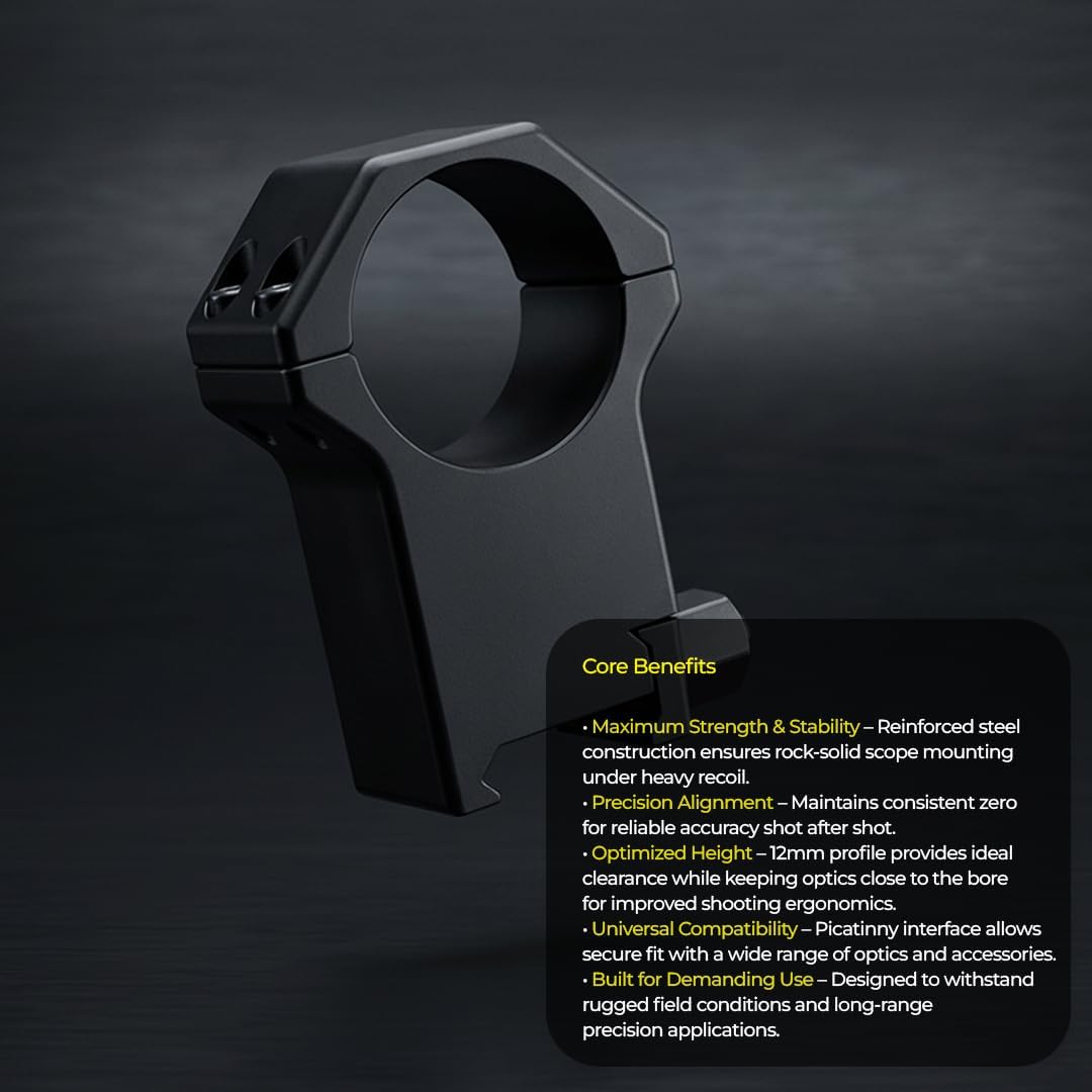 Contessa Pair of Rings for Picatinny in Reinforced Steel - ø 34 mm H 12 mm