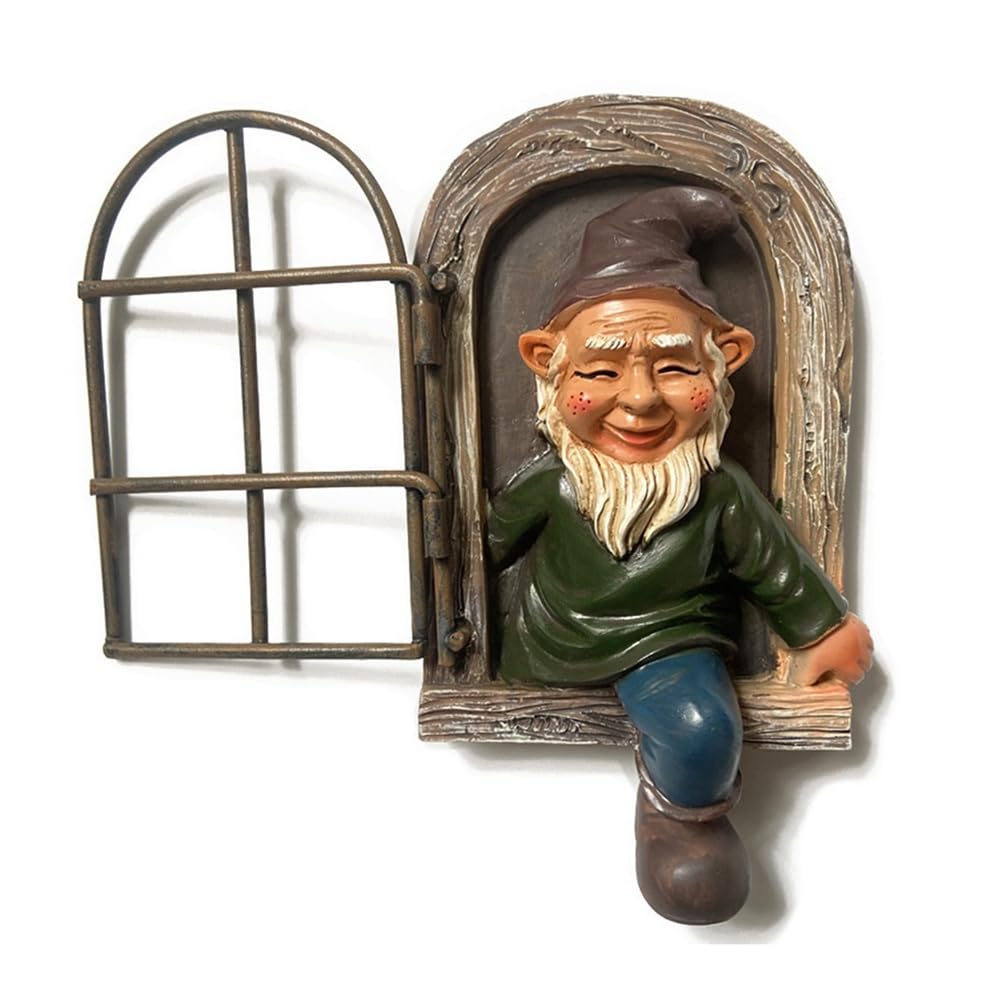 CTRLZS Garden Gnome Statue, Out the Door Tree Hugger, Funny Garden Tree Decoration, Patio Yard Lawn Porch Decor Easy Install Easy to Use -Style 1