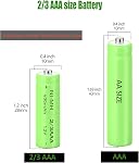 1.2v 2/3 AAA 400mah NiMH Rechargeable Batteries with Button Top for DIY LED Solar Light,12 Packs(Not AAA Size)