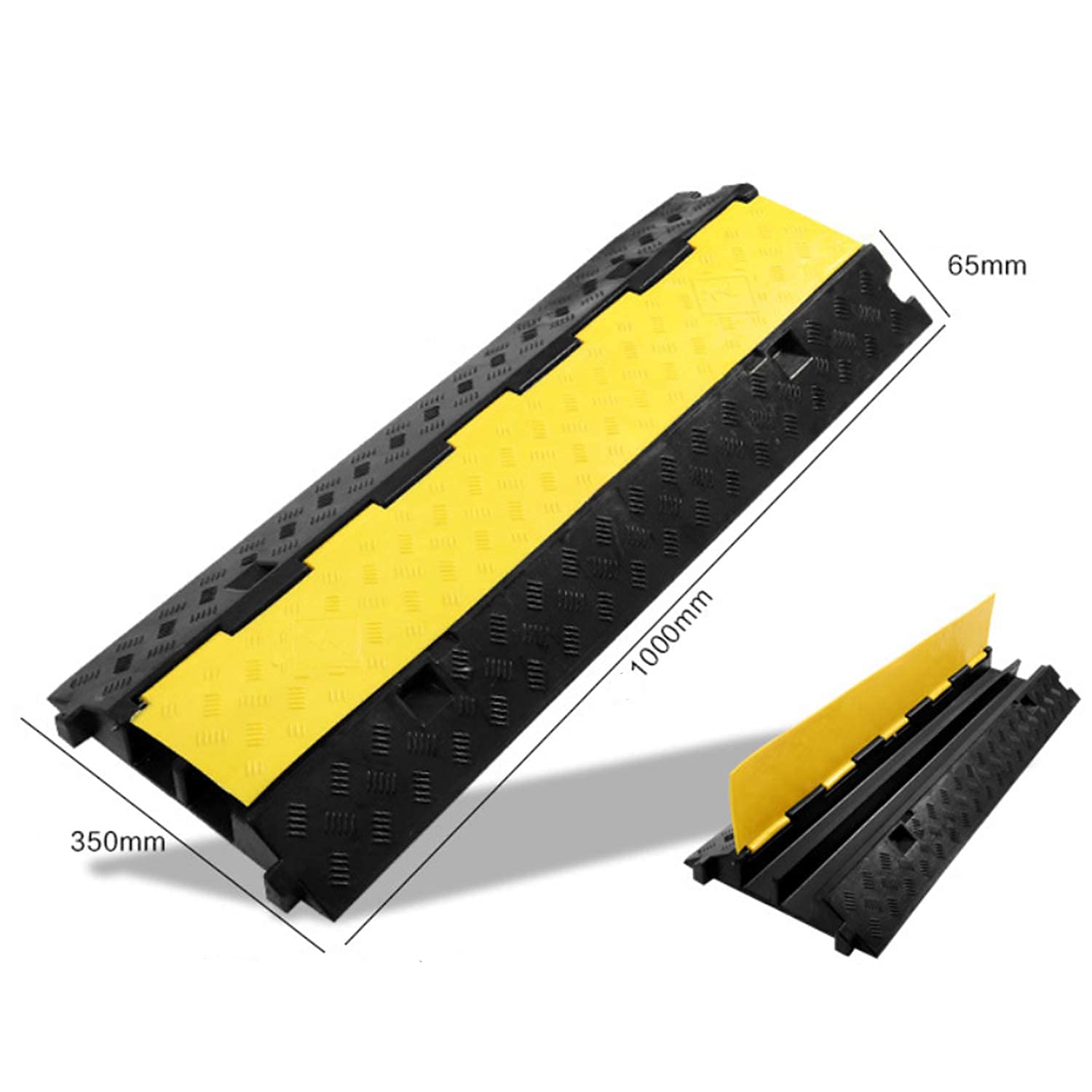 uyoyous ケーブルプロテクター 溝数2 ケーブル保護 コードプロテクター 屋外100×35×6.5cm 配線カバー 交通安全装置 高速道路減速ゾーン 滑り止め 駐車所 車の速度制限ベルト 床面用 コードプロテクター