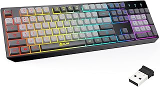 KLIM Chroma Wireless Gaming Keyboard RGB - Backlit Wireless Keyboard - Long-Lasting Rechargeable Battery - Quiet Water Res...