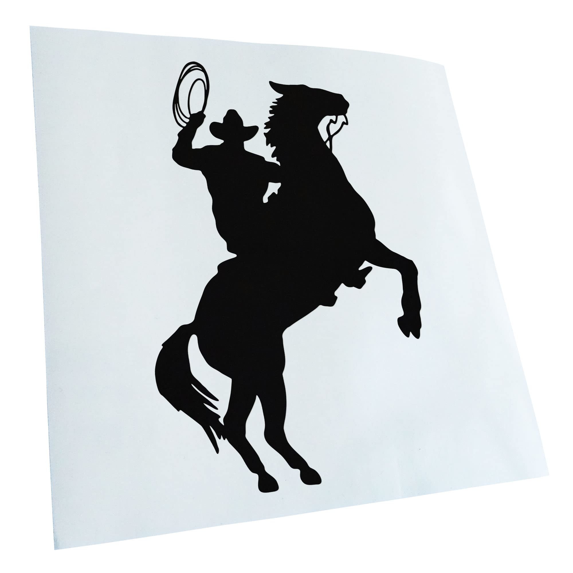 Kiwistar - Car Sticker - Black - 24 x 16 cm Cowboy with Horse Lasso Sticker for Car, Laptop, Bicycle, Truck, Motorcycle Multicoloured JDM Decal Racing