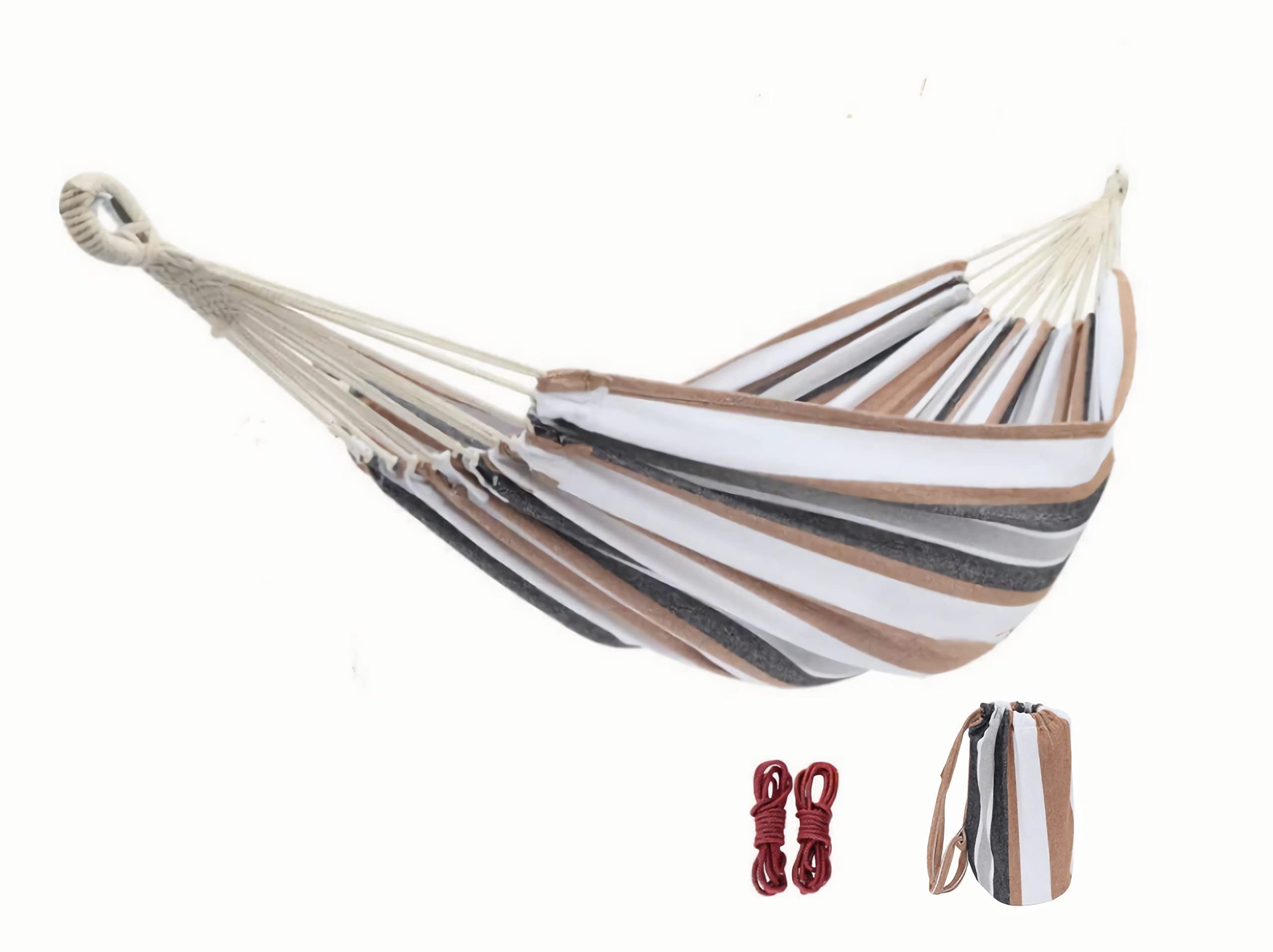 Comfortable Camping Hammock for 2 Preson Portable Hammock with Hanging Ropes & Carry Bag, Large79''x60''Cotton Hammock Up to 550lbs&Heavy Duty Carabiners for Camping Outdoor/Indoor Patio Backyard