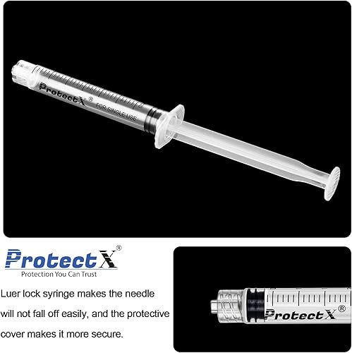 Miniatura 3 de ProtectX Jeringa de laboratorio desechable Luer Lock de 0.1 fl oz (sin aguja), sellada individualmente, dispensación suave y precisa para