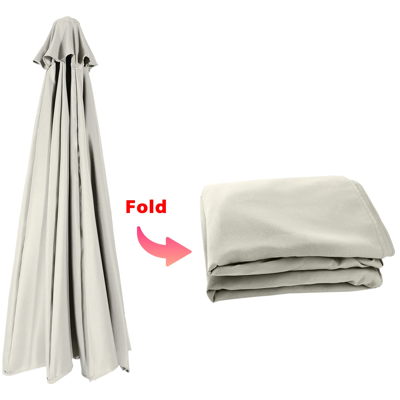 Abccanopy, Tessuto di ricambio per ombrellone da esterno a 8 stecche, 3 m, colore beige chiaro