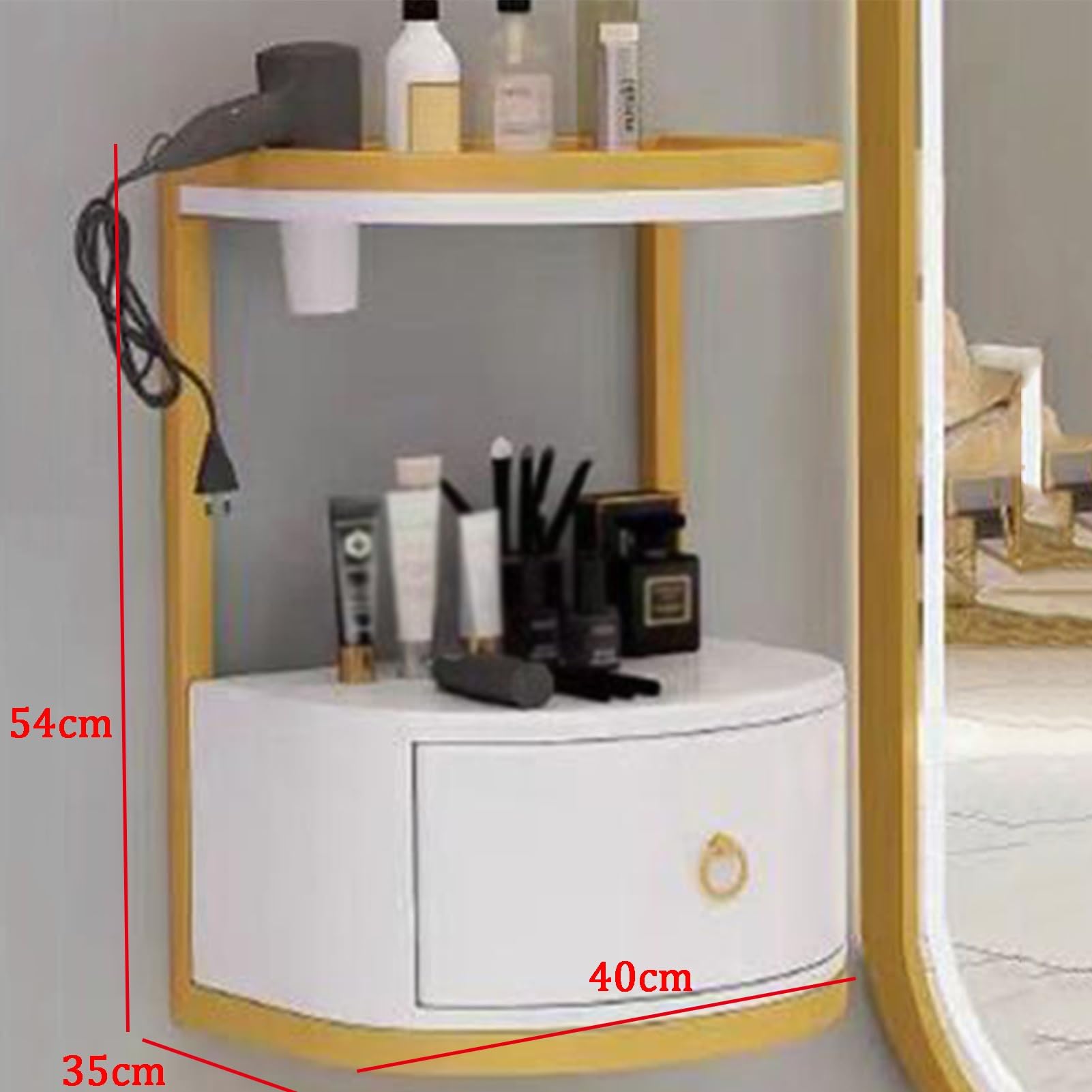 Estante de almacenamiento de herramientas con soporte para secador de pelo, montado en la pared, gabinete de salón para muebles