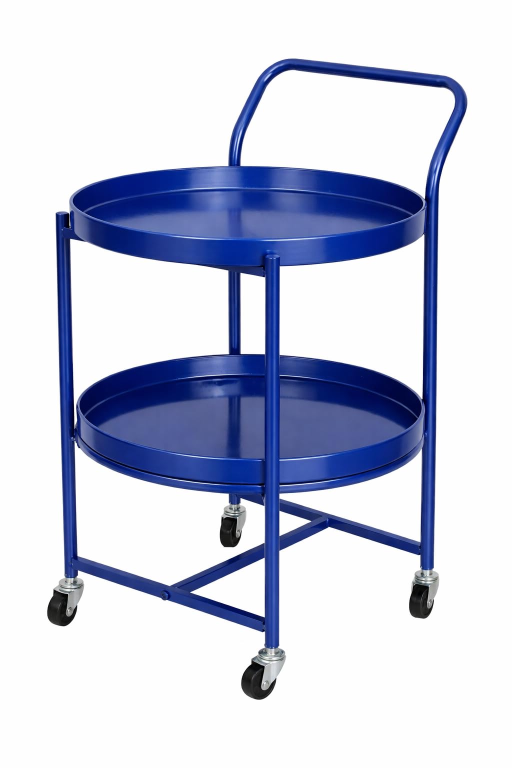 OGFC 57233 Home Bar Cart Drinks Food Serving Trolleys Sideboard 2 Tier Hairdressing Trolley On Wheels Bar Cart for Home, Living - Size:63 x 40 x 40cm (Color : Blue)