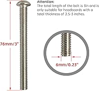 Vista 4 de Kit universal de accesorios para cabecero y estribo, tuercas y pernos de acero inoxidable 304 para marco de cama, cabecero y estribo