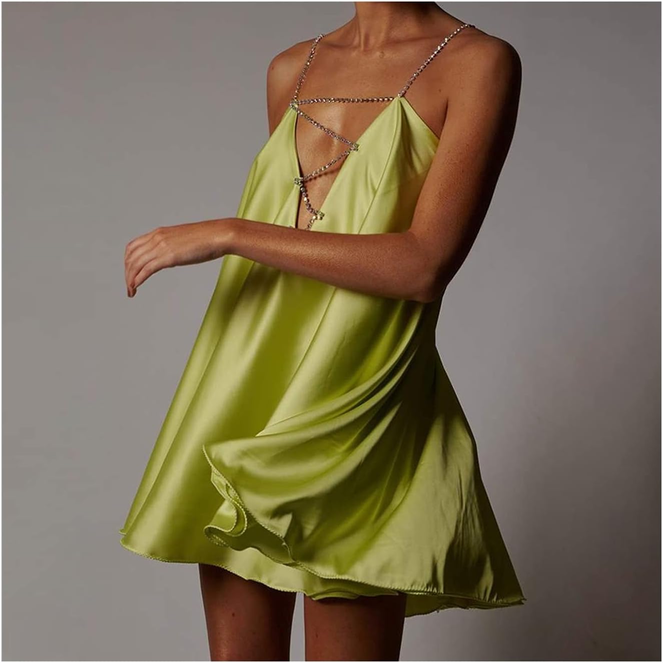 Swing Dress Iridescent Crystal Straps 