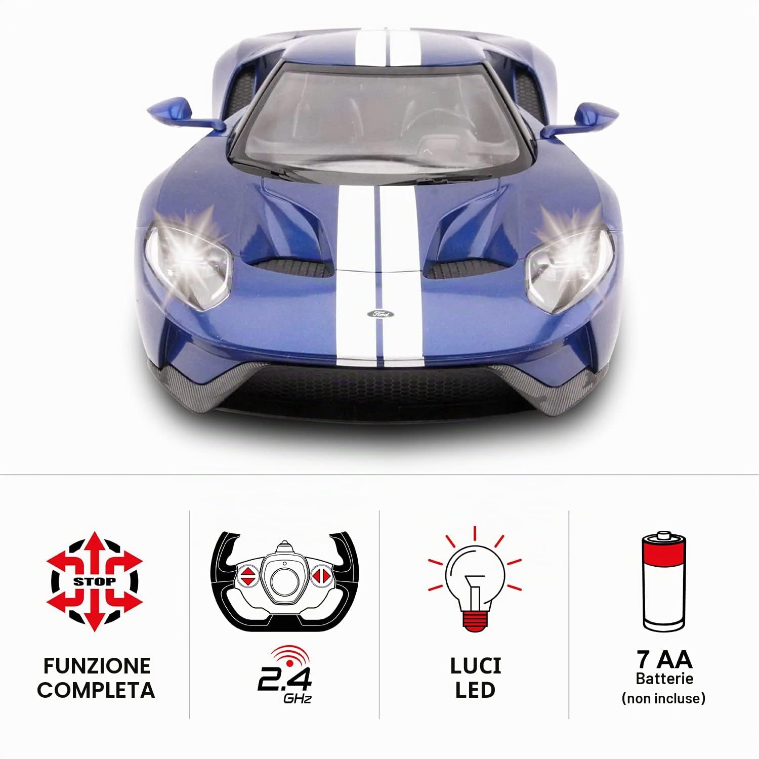 Mondo Motors, FORD GT, Modello in Scala 1: 14, fino a 10 km/h di Velocità, Auto Giocattolo per Bambini 63533