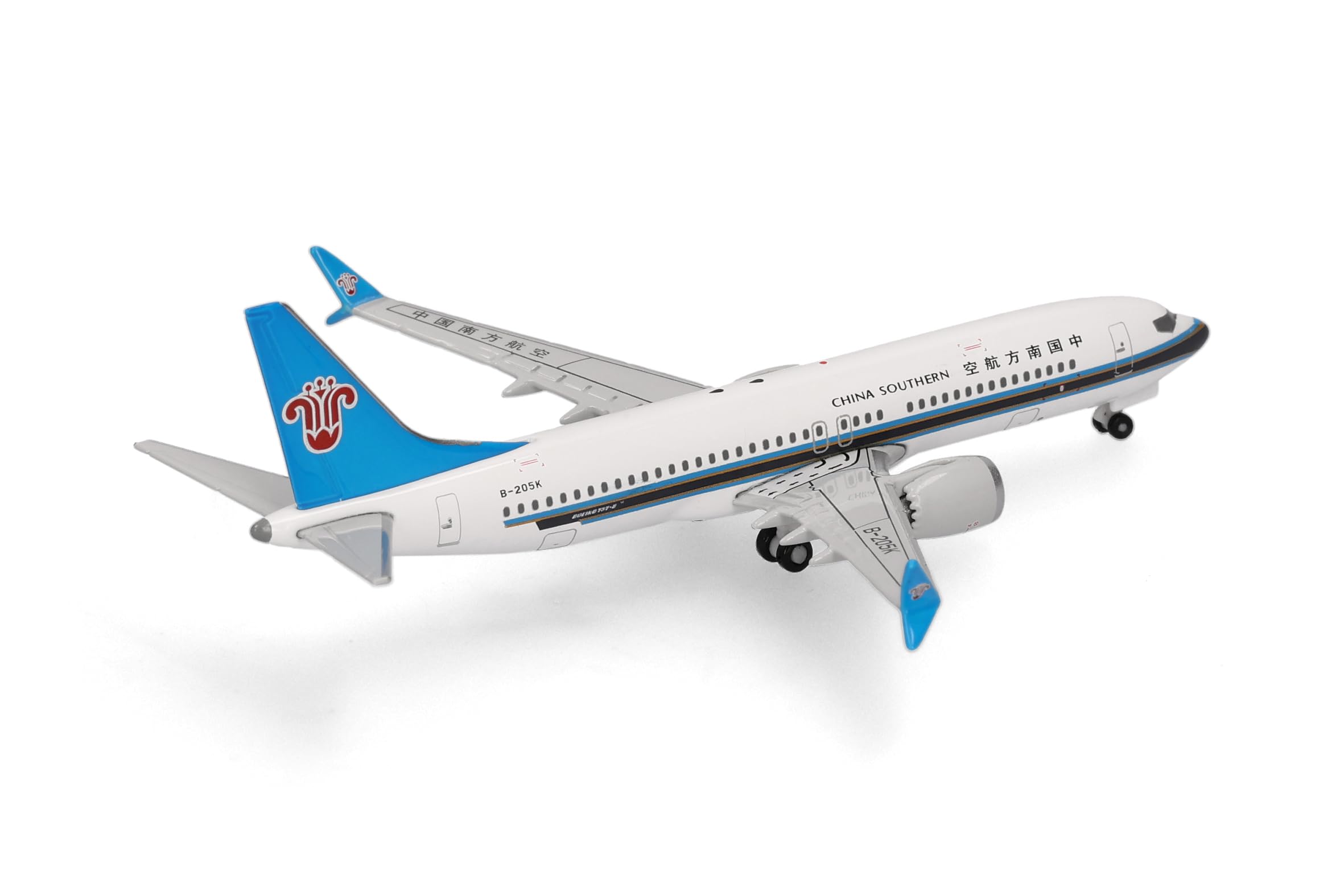Herpa Miniatura del avión China Southern Airlines Boeing 737 MAX 8, Escala 1:500, Modelo prefabricado, maqueta de colleción, modelismo, Avion sin Soporte, Figura Metal