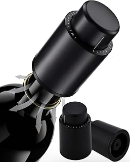 2 Pack Wine Bottle Stoppers, Vacuum Wine Stopper, Reusable Wines Stoppers with Time Scale Record, Vacuum Pump Corks Keep Really Fresh, Best Gifts