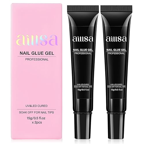 Vista 9 de AILLSA - Pegamento de uñas de gel para puntas de uñas, pegamento de gel súper fuerte y sólido 15g, pegamento de uñas acrílicas postizas