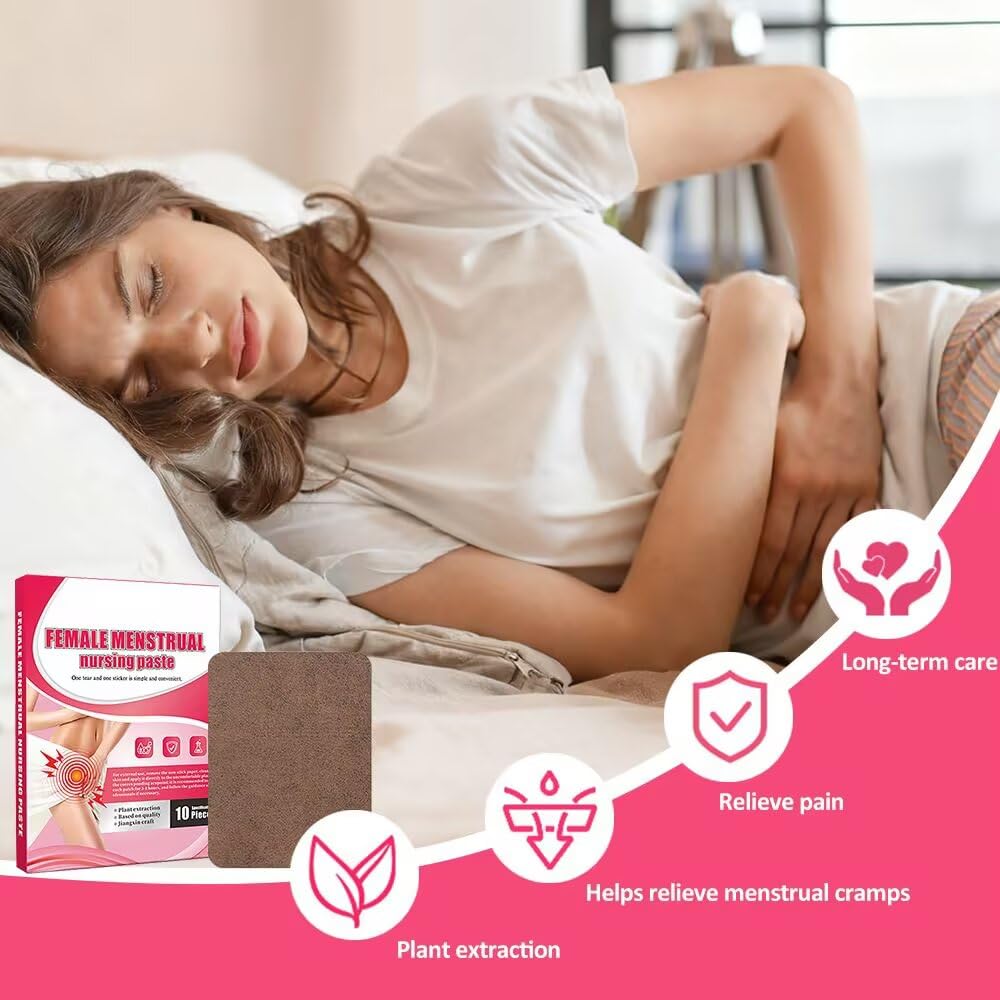 Parches menstruales menstruales para mujeres, extractos vegetales de ajenjo y angélica, eficaz contra los cólicos menstruales, dolor abdominal, 10 unidades