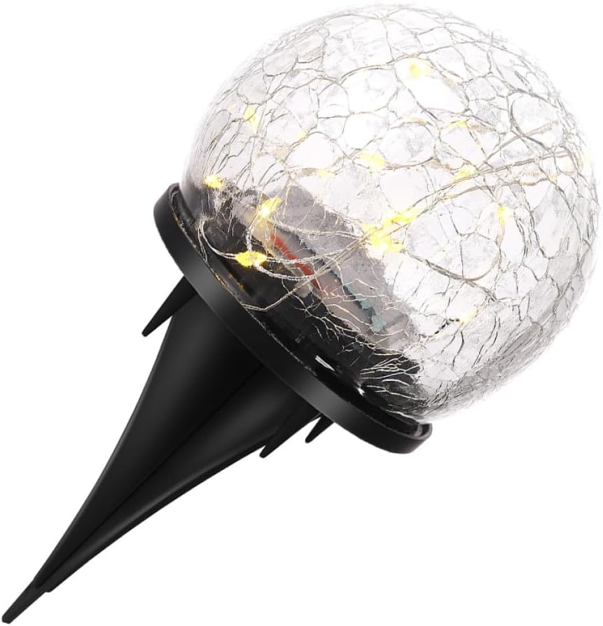 Solar Ground Light LED Cracked Globe 15cm Warm Yellow Outdoor In-ground Lamp Waterproof Garden Pathway Landscape Lighting
