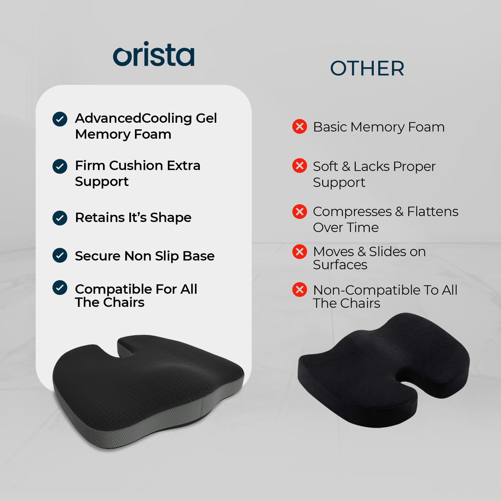 Orista™ Advance Gel Blended Memory Foam Seat Cushion | 2 Years Warranty | Cushion for Tailbone, Sciatica & Lower Back Pain Relief | Ergonomic Seat Cushion for Office Chair, Car Seat & Wheelchair - Image 8 thumbnail