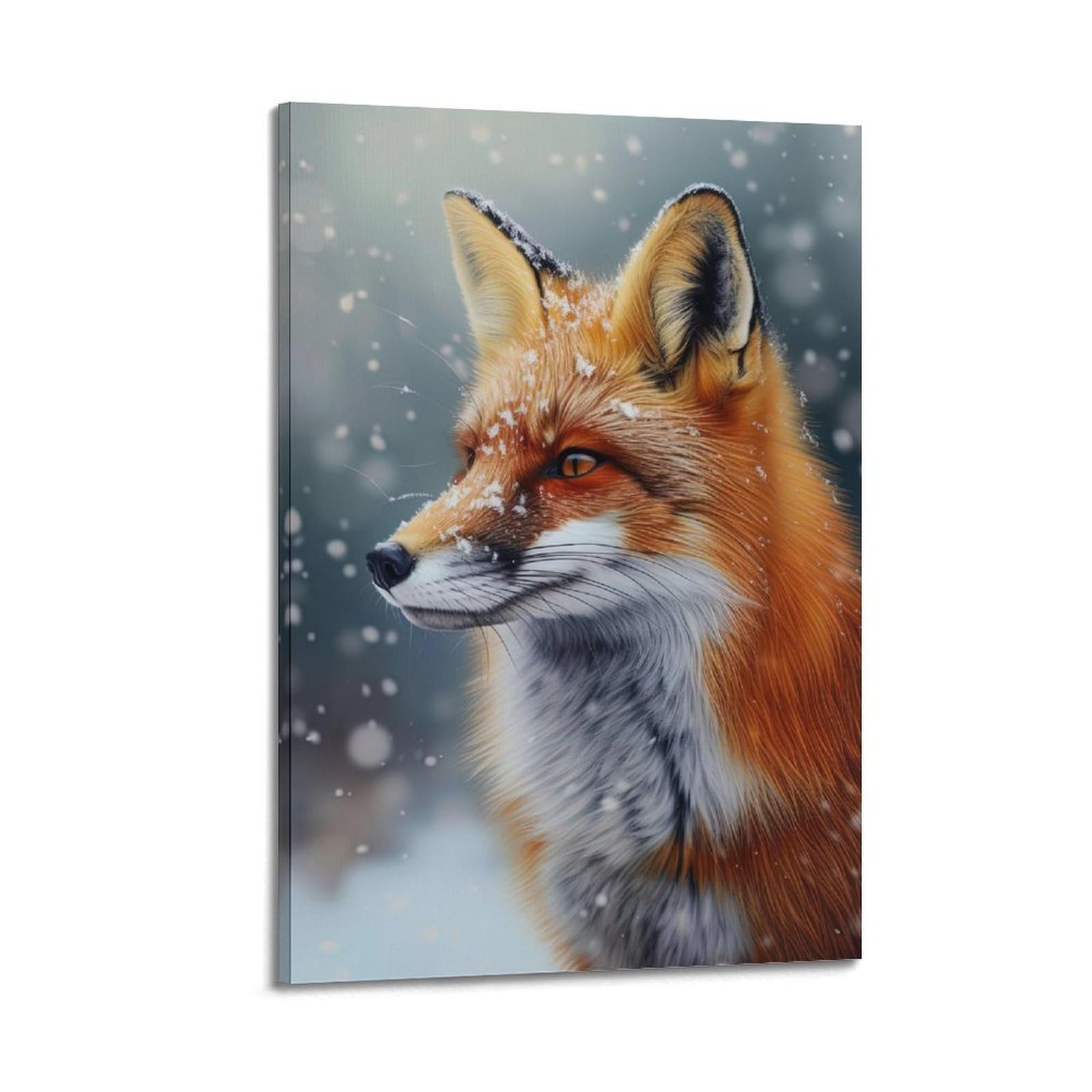 ZSZWHJ Animal Poster Fox in The Snowy Day Poster Decorative Painting Canvas Wall Posters And Art Picture Print Modern Family Bedroom Decor Posters 16x24inch(40x60cm)