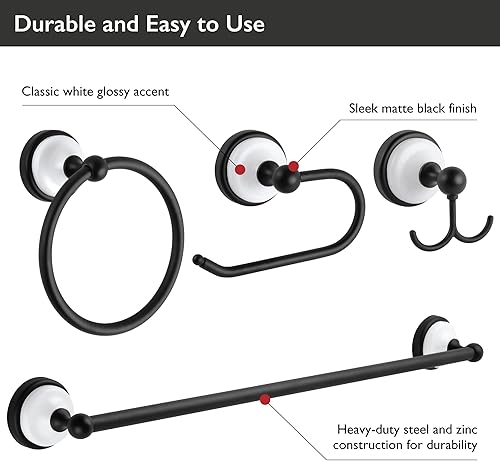 Miniatura 3 de Savannah - Kit de accesorios de baño de 4 piezas en blanco y negro mate