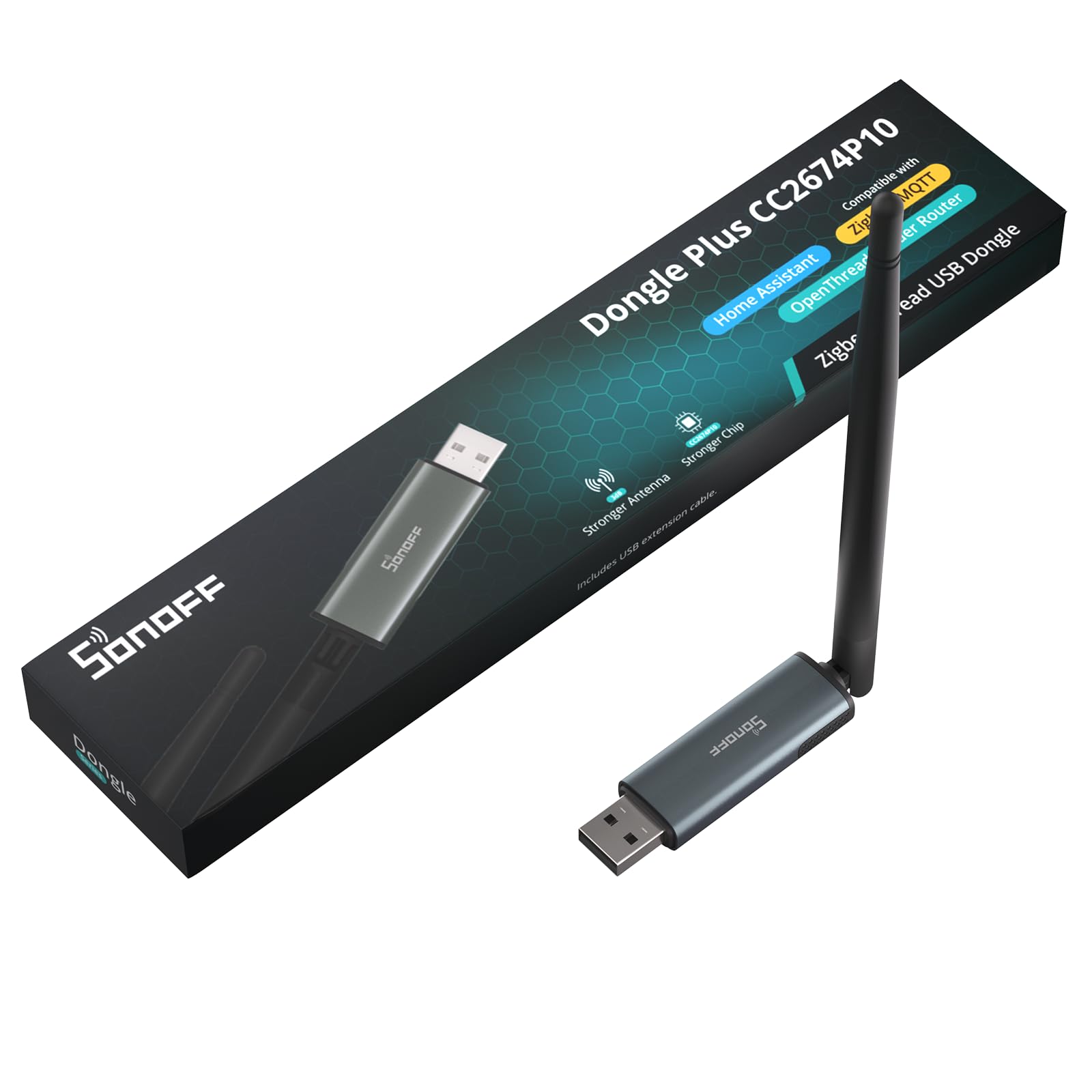 Zigbee Gateway & Thread Border Router with TI CC2674P10 Chip, Multi-Protocol Open Source ZHA in Home Assistant & Zigbee2MQTT SONOFF Zigbee USB Dongle Plus CC2674P10(Dongle-PP10)