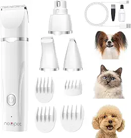 NEWPET Aparador de Pelos, Máquina de Tosa Pet,Aparador Elétrico Sem Fio de Baixo Ruído USB para Cães e Gatos, para Cuidar Das patas, Olhos, Orelhas, Rosto e Pelos Emaranhados
