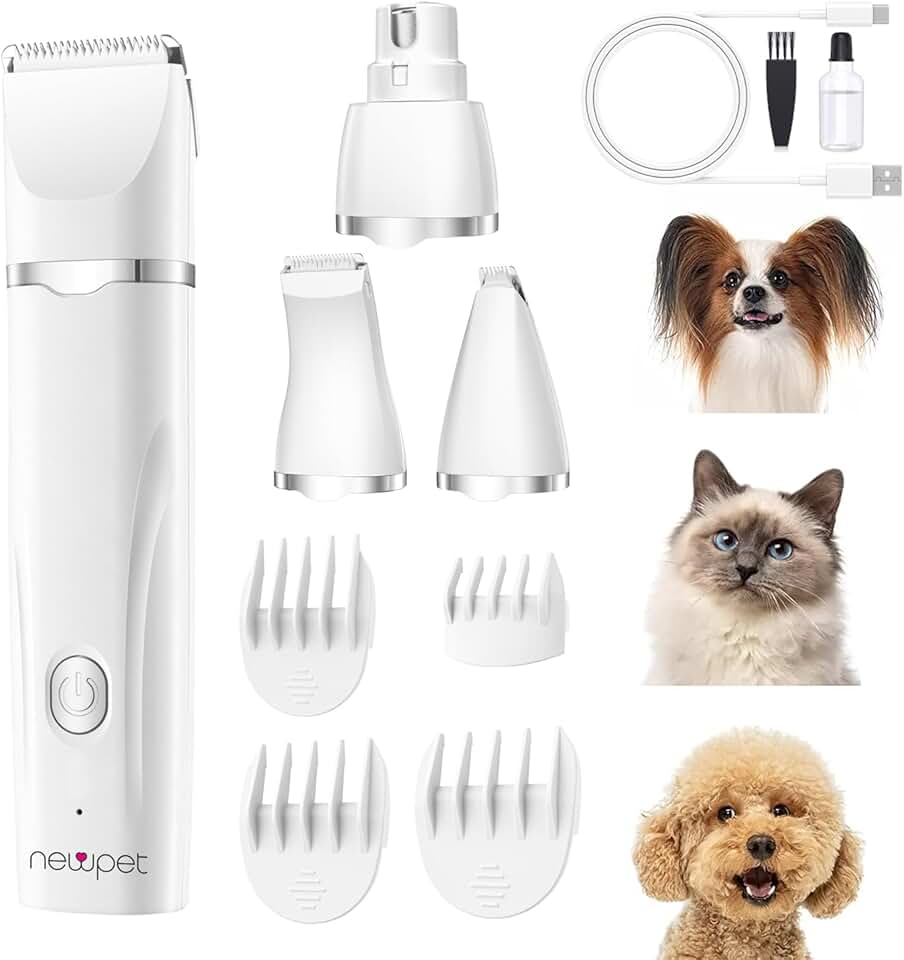 NEWPET Aparador de Pelos, Máquina de Tosa Pet,Aparador Elétrico Sem Fio de Baixo Ruído USB para Cães e Gatos, para Cuidar Das patas, Olhos, Orelhas, Rosto e Pelos Emaranhados