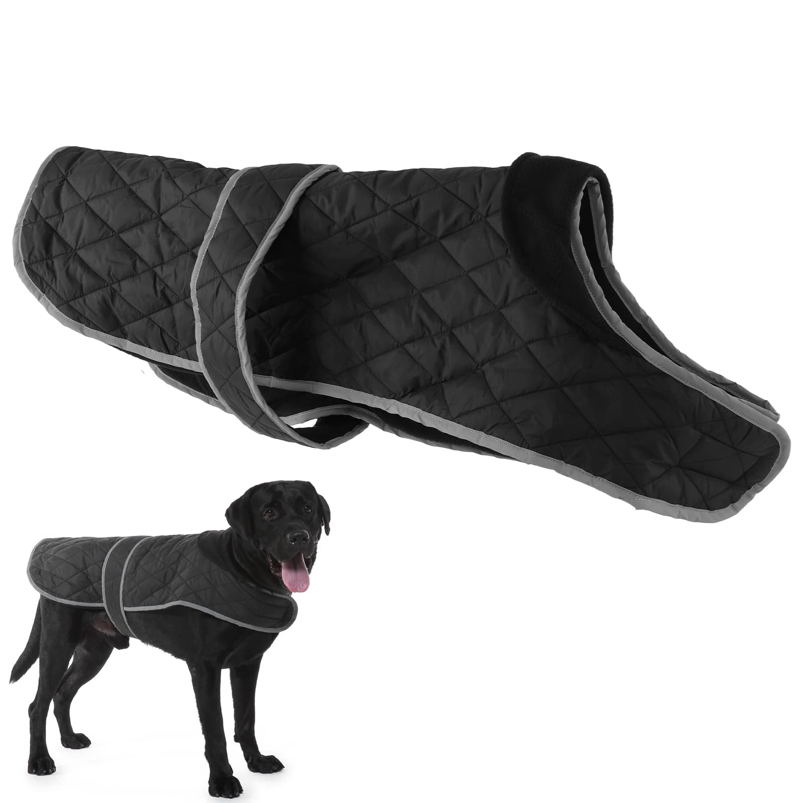 PURRL Reflektierender, wasserdichter, winddichter Hundemantel für kaltes Wetter, warme Hundejacke, Winter-Hundeweste für mittelgroße und große Hunde, Schwarz (L) Little Surprise