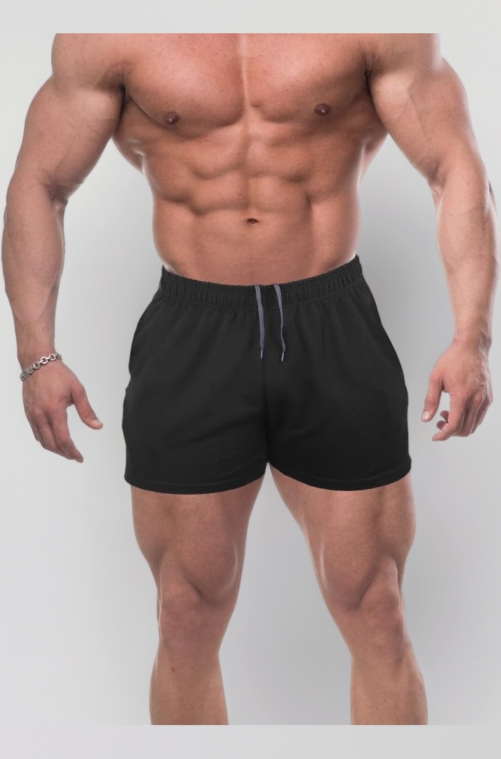 Mens Workout Shorts Gym with 5" Inseam for Fitness Bodybuilding Clothing Black Color Size M
