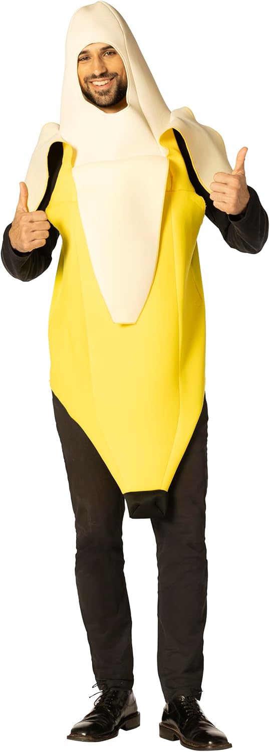 Peeled Banana Halloween Costume, Yellow, Women and Men, Unisex Adult One Size