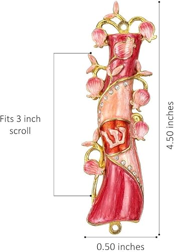 Miniatura 6 de Matashi Mezuzah pintado a mano chapado en oro y cristales