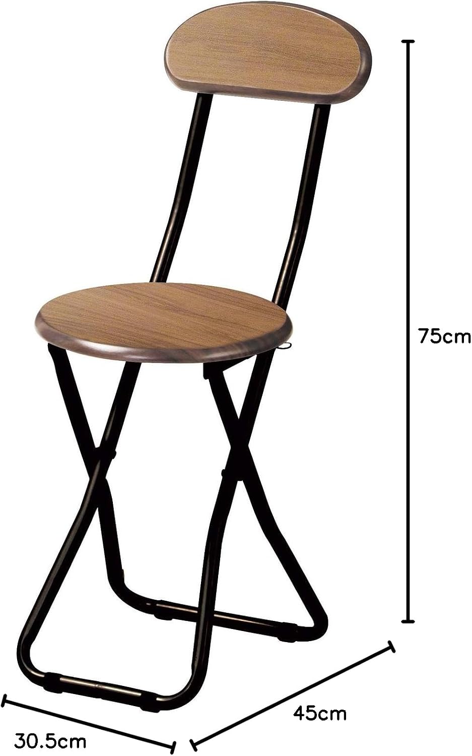 弘益 Koyasu Folding Chair, Brown, Approx. 12.4 x 18.1 x 29.5 inches (31.5 x 46 x 7