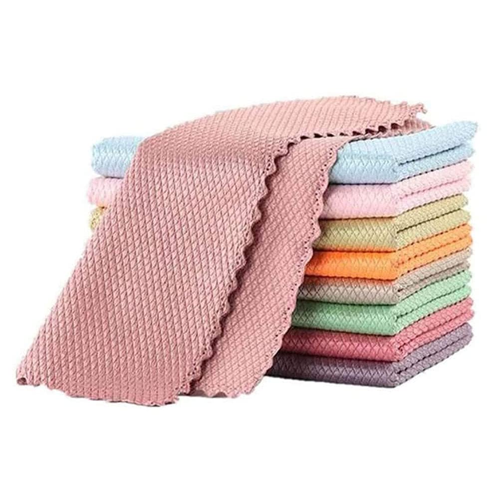 Fish Scale Microfiber Wipes, Super-Absorbent Wave-Like Fish Scale Wipes Without Traces, Used to Clean The Kitchen, Glass, Wire Mesh(11.815.8in) (8PCS)