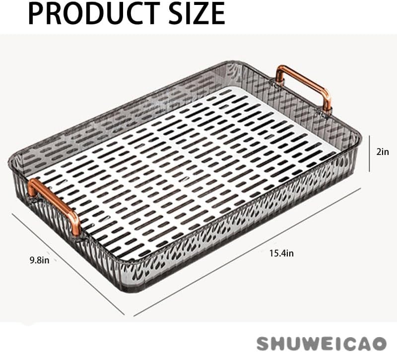 Miniatura 7 de Bandeja acrílica de 15.35 x 9.84 pulgadas, bandeja de acrílico transparente, bandeja organizadora decorativa de acrílico para mesa de café otomana,