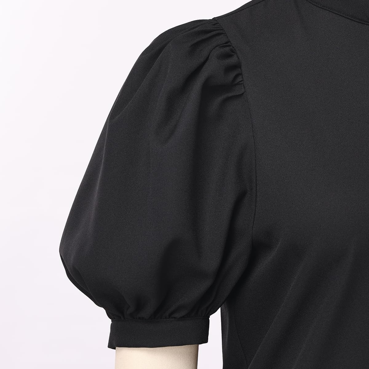 Womens Church Clergy Shirt Tab Collar Short Puff Sleeves Blouse Top - Image 5