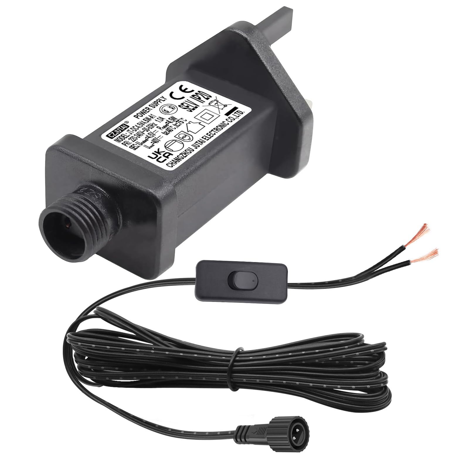 4.5V 4.5W String Light Indoor-Outdoor Power Adapter for CZJUTAI JT-DC4.5V4.5W /3.6W -IP20 with LED Transformer Class with 1-click button switch on power cord [U24W]