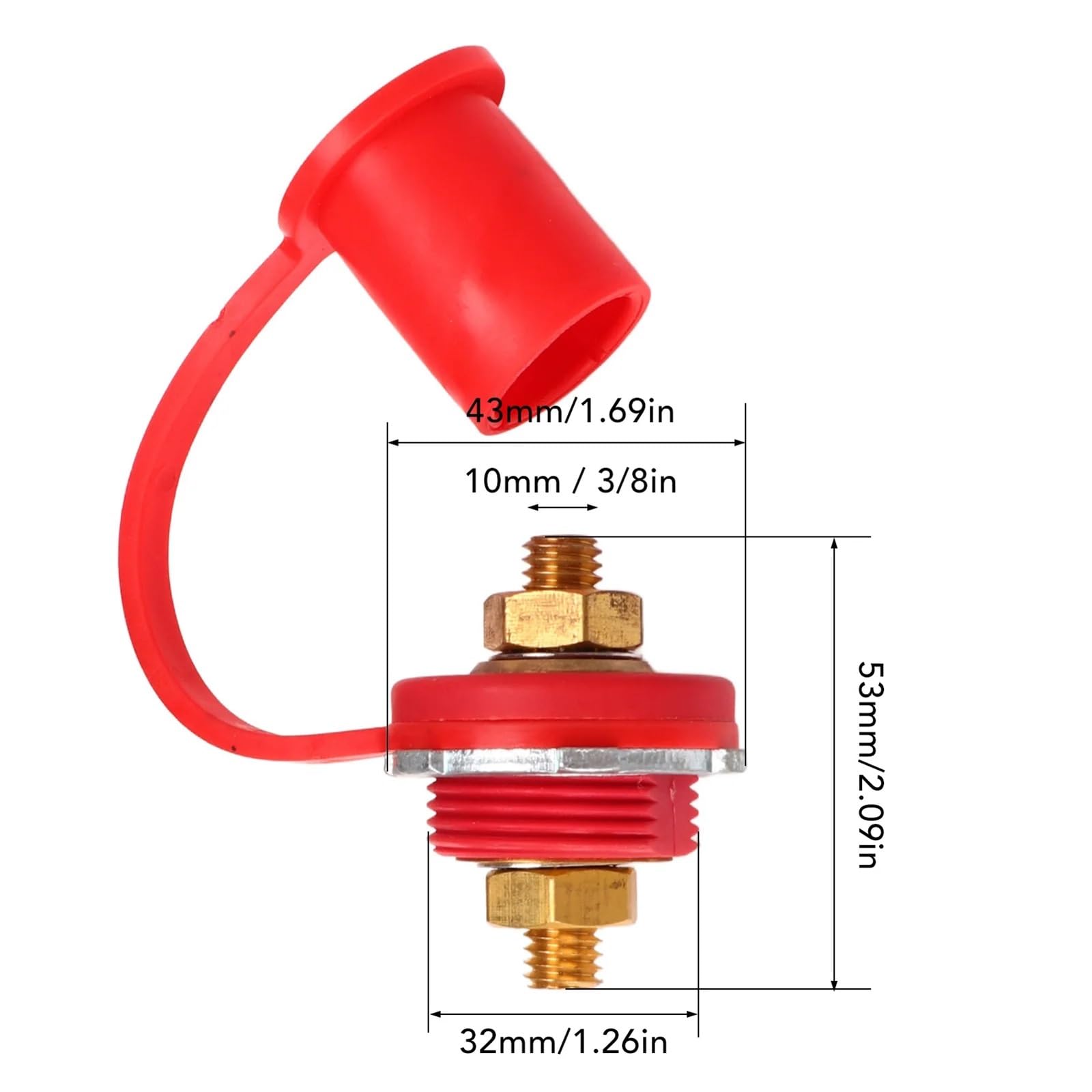 1 par de terminales batería Panel pasante 250A rojo negro poste unión perno 3/8 pulgadas para coche para marina para RV autopartes