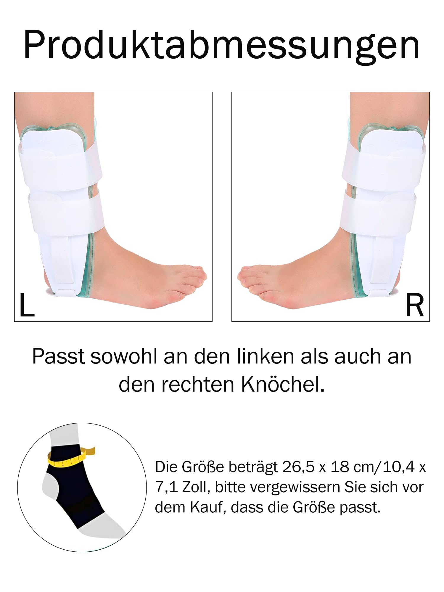 Watris Veiyi Orthese Sprunggelenk, 26.5x18cm Knöchel Stabilisator, Verstellbare Silikon Sprunggelenk Schiene mit Gelpolstern, Schiene Links Rechts Fußgelenkbandage für Erwachsene