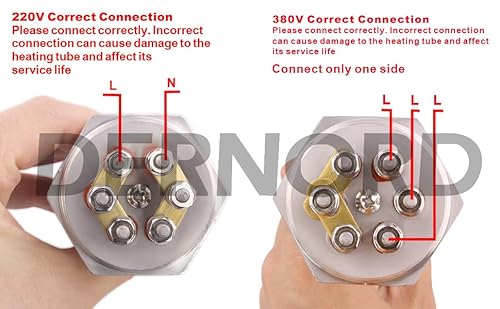 DERNORD 220V 2KW 1-1/2 Zoll Heizelement 3U Warmwasserbereiter BSP Edelstahl Flansch Heizstab und Deckel aus Edelstahl