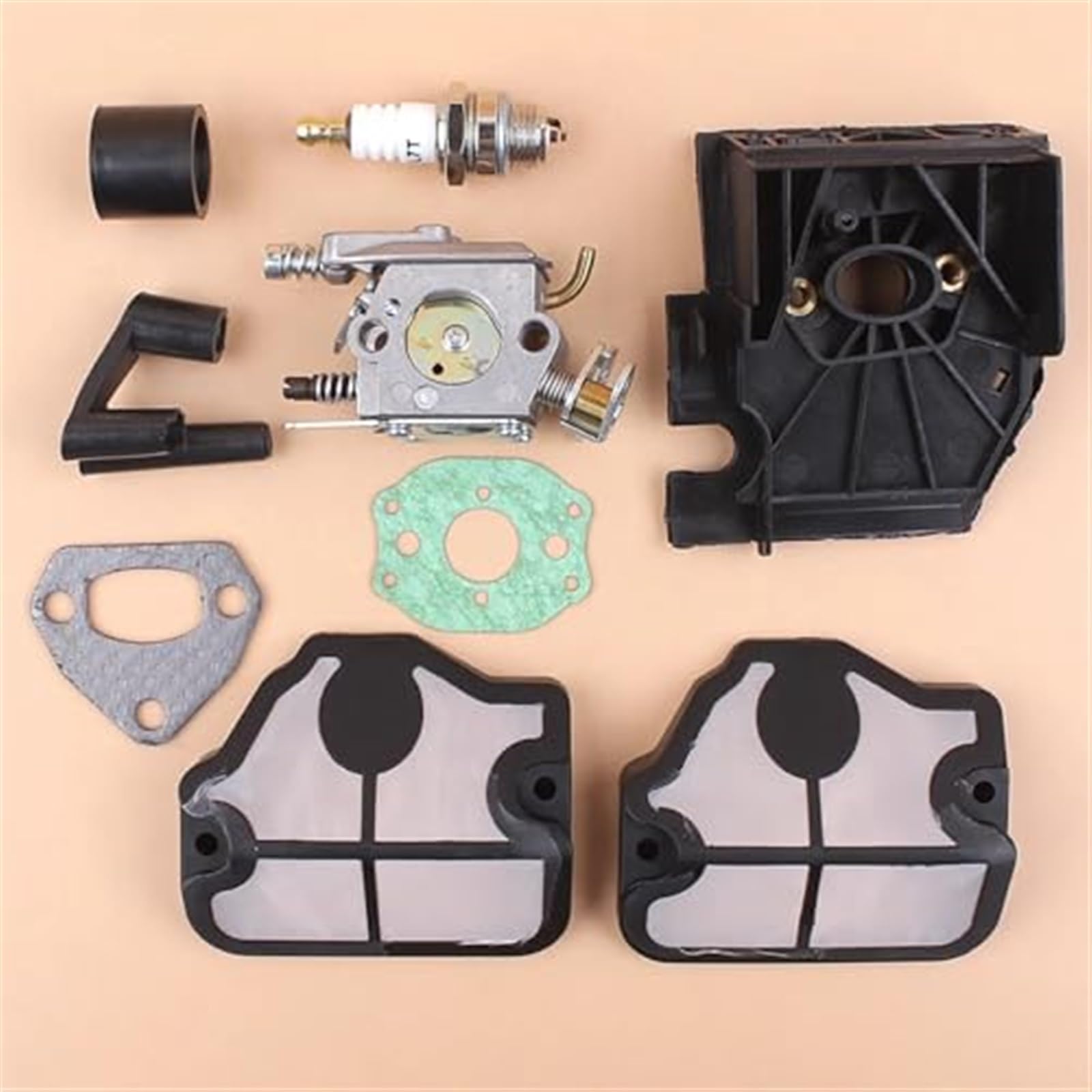 Gaźnik Carb Adapter filtr powietrza wlotowy zestaw uszczelek, dla Husqvarna, 142 136 141 137 36 41 części zamienne do piły łańcuchowej do piły łańcuchowej zestaw tłoka wału korbowego cylindra