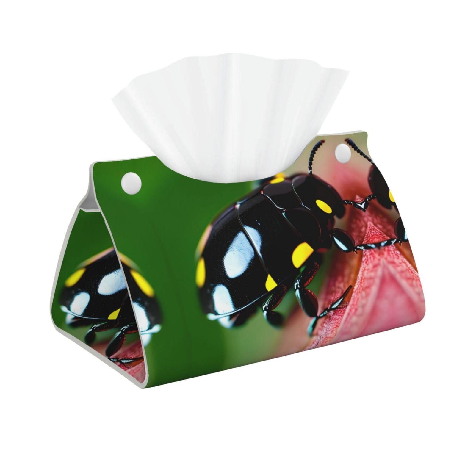 Colorful Ladybirds Long Tissue Box Cover â€ Living Room, Office, Car â€ Crafted from Leather- â€ Foldable Home Decoration