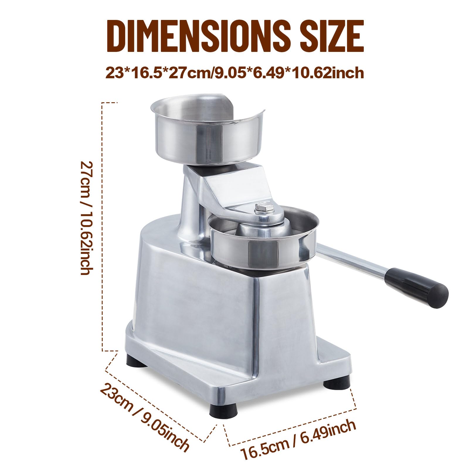 Gewerblicher Burger-Patty-Maker, 13 cm Hamburger-Rindfleisch-Patty-Maker, Robuste Burgerpresse Aus Lebensmittelechtem Edelstahl, Küchen-Fleischformmaschine Mit 500 Patty-Papier