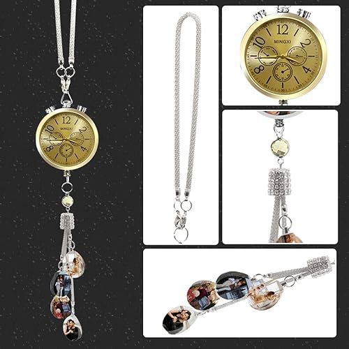 Miniatura 7 de JeathFea Reloj colgante de coche con foto personalizada, accesorios de cristal para automóvil, colgantes personalizados para espejo retrovisor para