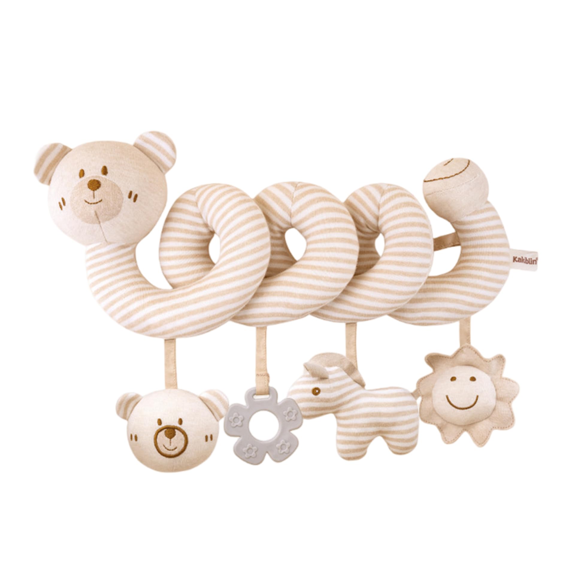 Juguete para cochecito de bebé, animales de peluche en espiral, juguetes para cuna colgantes con anillos de dentición, sonidos BB y campanas, juguetes sensoriales educativos tempranos para recié