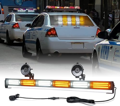 Miniatura 1 de Xprite Barra de luz estroboscópica COB de 27 pulgadas para asesor de tráfico de emergencia, barra de luz intermitente direccional de advertencia de