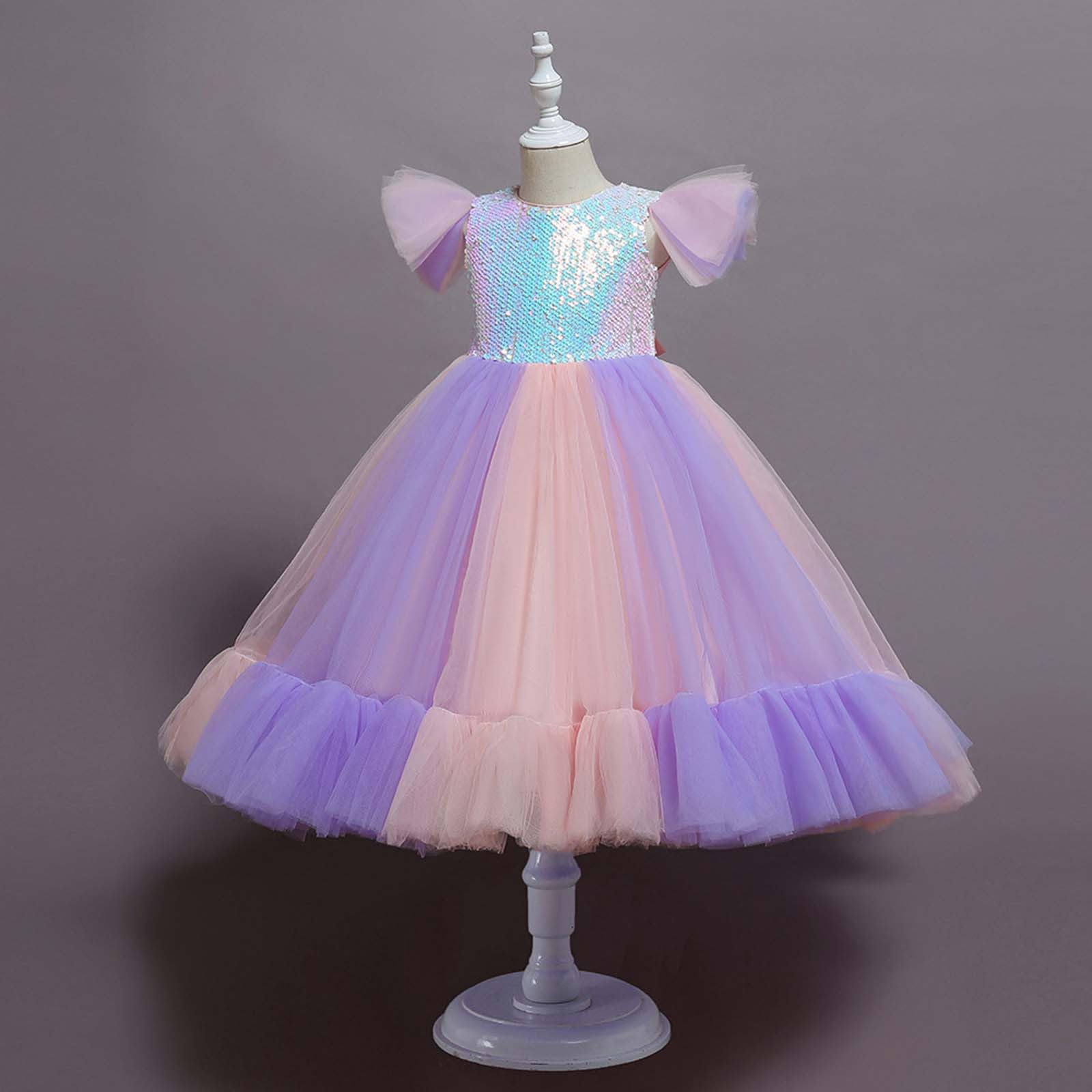 Generico Gonna Tulle Bambina Tutu Ballerina Bambina Gonna Regalo per lei Abito da Festa con Fascia Glitterata E Cerchietto, Maniche A Sbuffo E Tutu per Occasioni Eleganti
