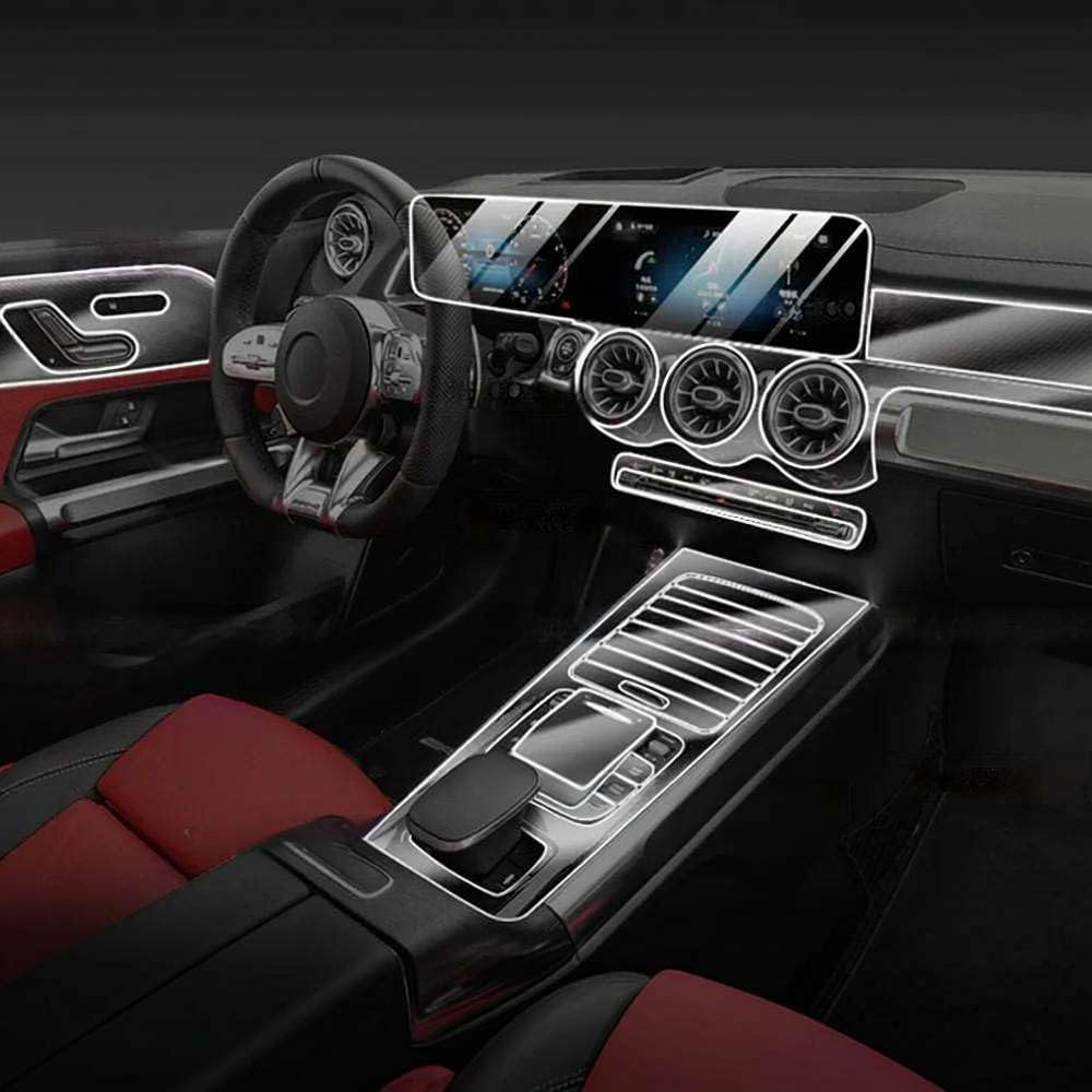 Pellicola Protettiva Trasparente in TPU per Interni Auto, cruscotto, Console Centrale, navigatore, per Mercedes-Benz AMG GLB 2020-2023, Adesivo AntiGraffio