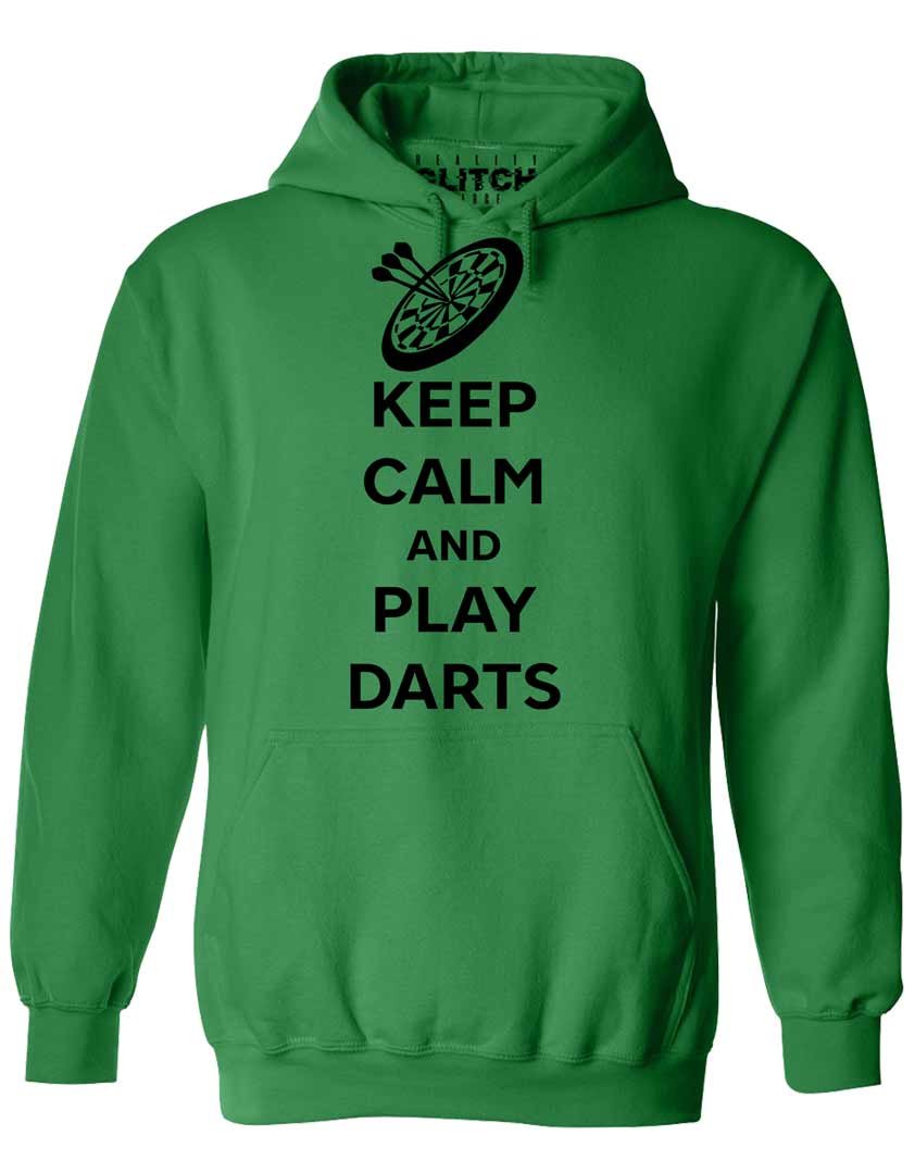 Reality Glitch Men's Green Keep Calm And Play Darts Hoodie