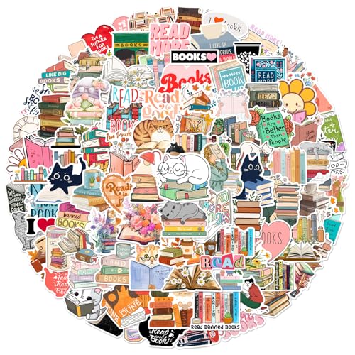 DEARBAG 100 Pièces Stickers Aesthetic, Autocollants de Lecture de Livre Autocollant en Vinyle Imperméables, Stickers Kawaii pour Scrapbooking Telephone...