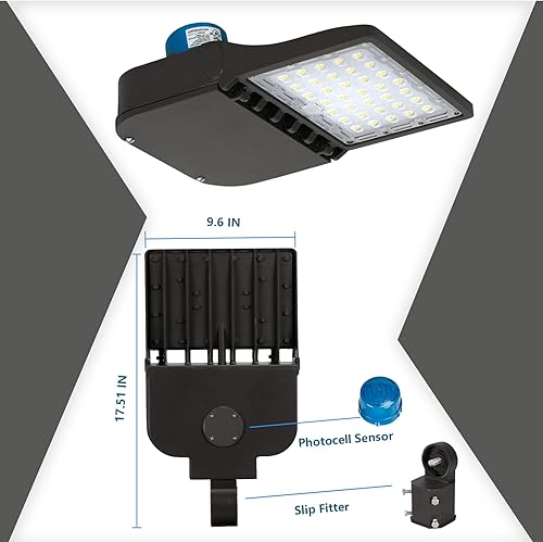 Miniatura 4 de Luz LED de estacionamiento de 100 W con fotocélula y soporte deslizante 14000 lúmenes 5000 K, atenuación de 0-10 V LED para exteriores, iluminación