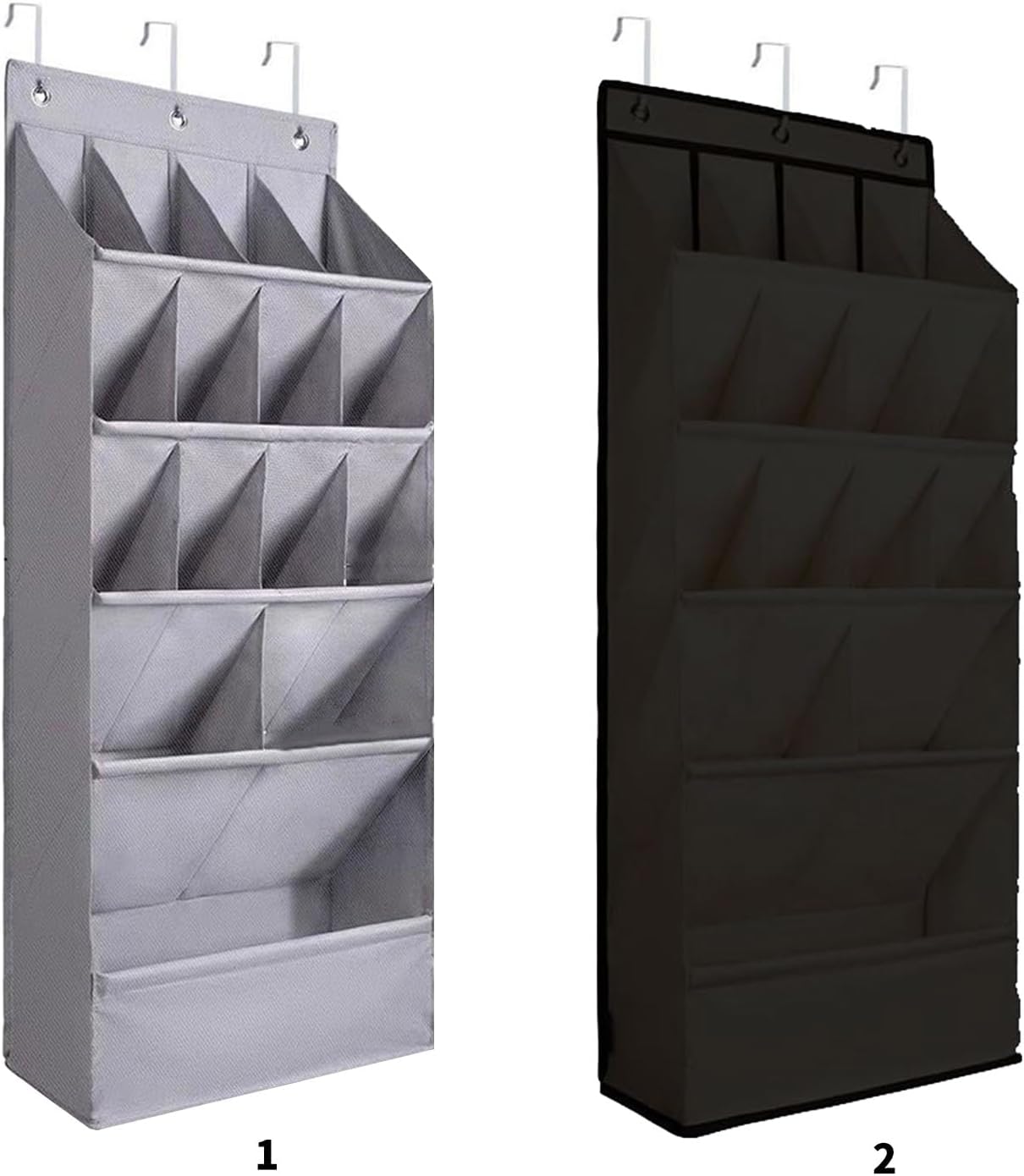 15 Pocket Over Door Hanging Shoe Rack Multipurpose Hanger For Door Back Storage Solution In Gray Oxford Fabric Closet Holders